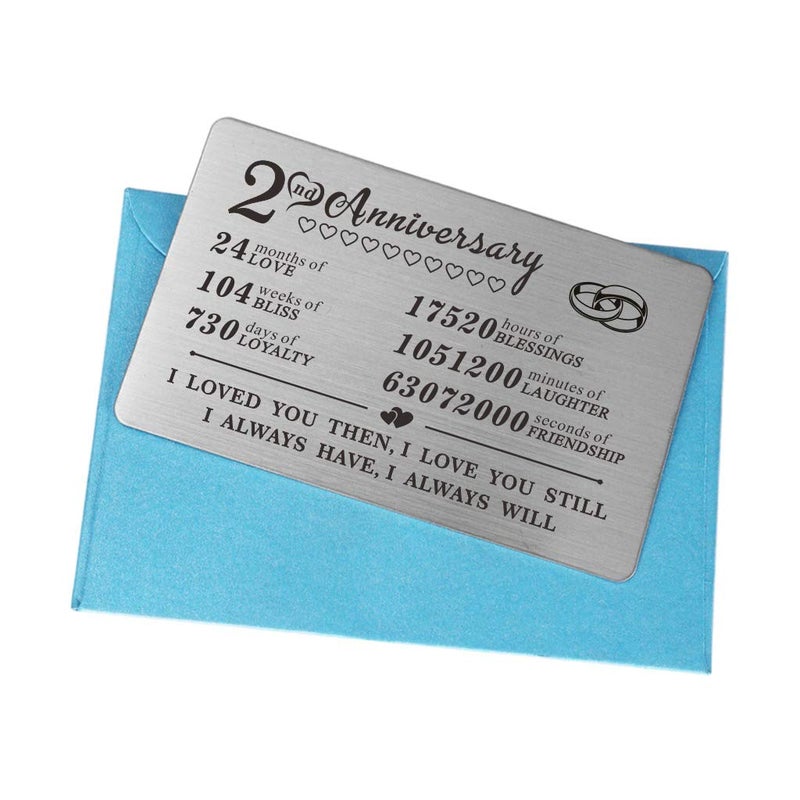 DEGASKEN 2 Year Anniversary Steel Gifts Wallet Card for Men Him Boyfriend, Second 2nd Yr Wedding Anniversary Keepsake Gift for Husband Wife Her - Image 5